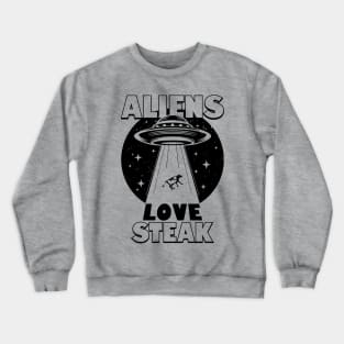 Funny Retro Vintage Alien UFO Steak Cow Abduction Meme Crewneck Sweatshirt